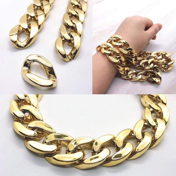 Men's Gold Cobra Chain Fake Rapper Design Chunky Costume Necklace - Picture 6 of 9